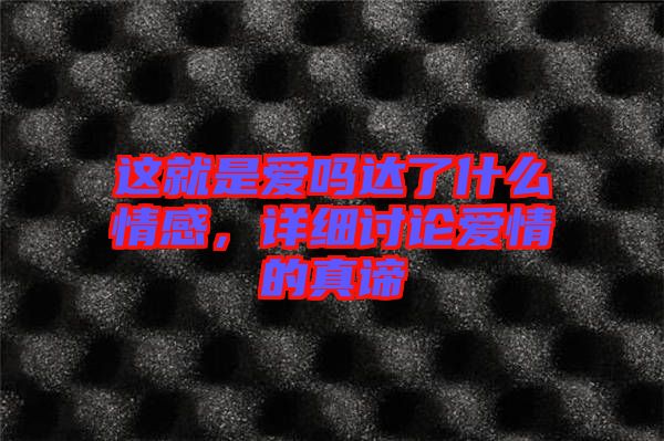 這就是愛嗎達了什么情感，詳細討論愛情的真諦