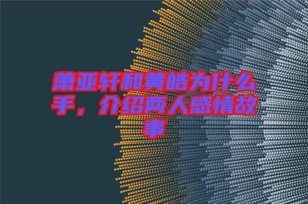 蕭亞軒和黃皓為什么手，介紹兩人感情故事