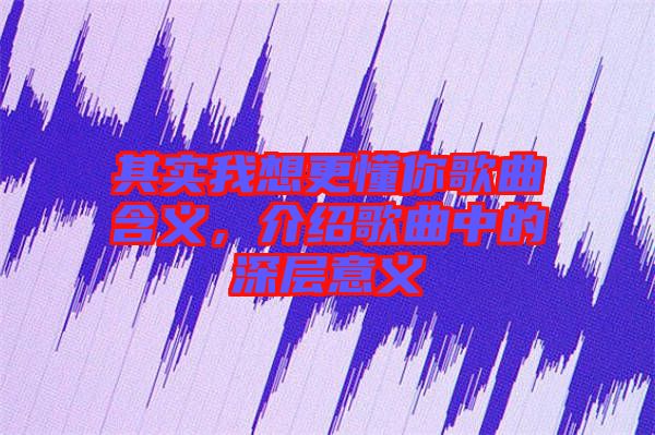 其實我想更懂你歌曲含義，介紹歌曲中的深層意義