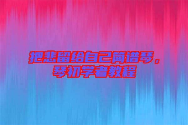 把悲留給自己簡譜琴，琴初學(xué)者教程