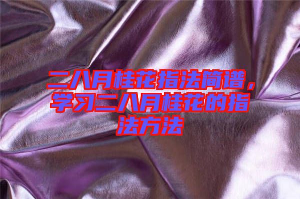 二八月桂花指法簡譜，學(xué)習(xí)二八月桂花的指法方法