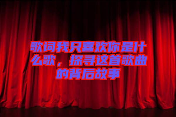 歌詞我只喜歡你是什么歌，探尋這首歌曲的背后故事