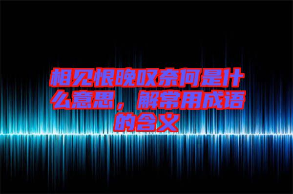 相見恨晚嘆奈何是什么意思，解常用成語(yǔ)的含義