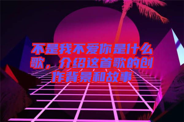 不是我不愛(ài)你是什么歌，介紹這首歌的創(chuàng)作背景和故事