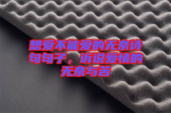 想愛不能愛的無奈詩句句子，訴說愛情的無奈與苦