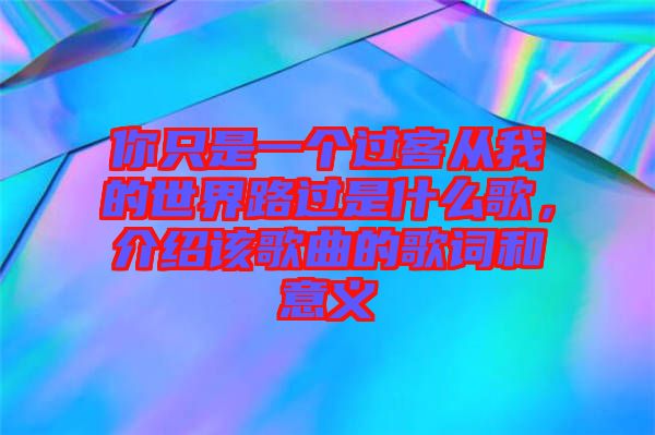 你只是一個過客從我的世界路過是什么歌，介紹該歌曲的歌詞和意義