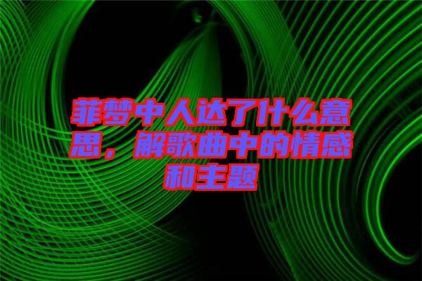 菲夢中人達(dá)了什么意思，解歌曲中的情感和主題