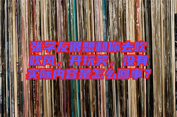 張學友很想和你去吹吹風，開玩笑，沒有實際內容是怎么回事？