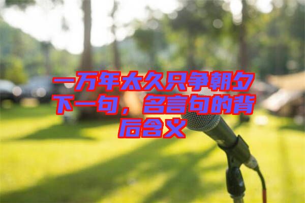 一萬(wàn)年太久只爭(zhēng)朝夕下一句，名言句的背后含義