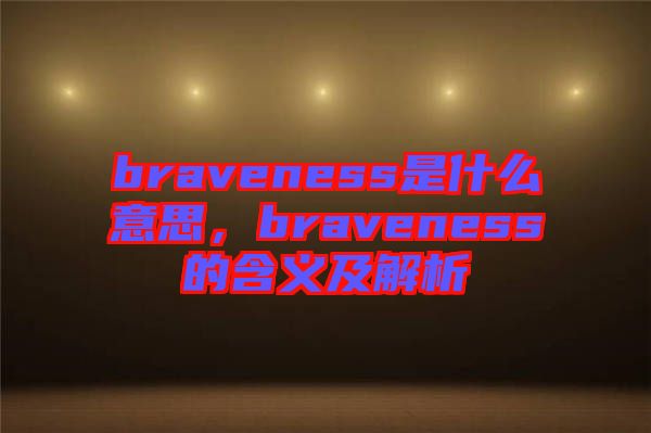 braveness是什么意思，braveness的含義及解析
