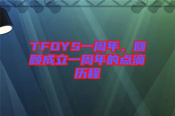 TFOYS一周年，回顧成立一周年的點滴歷程