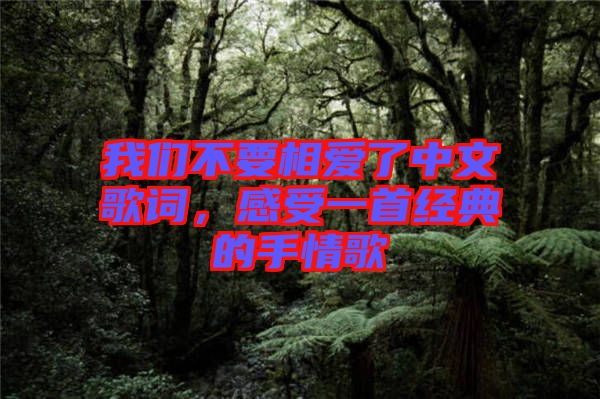 我們不要相愛了中文歌詞，感受一首經(jīng)典的手情歌
