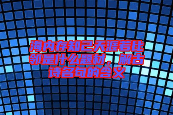 海內(nèi)存知己天涯若比鄰是什么題材，解古詩名句的含義