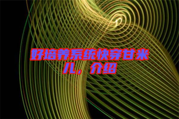 好培養(yǎng)系統(tǒng)快穿甘米兒，介紹