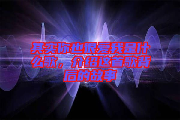 其實(shí)你也很愛(ài)我是什么歌，介紹這首歌背后的故事