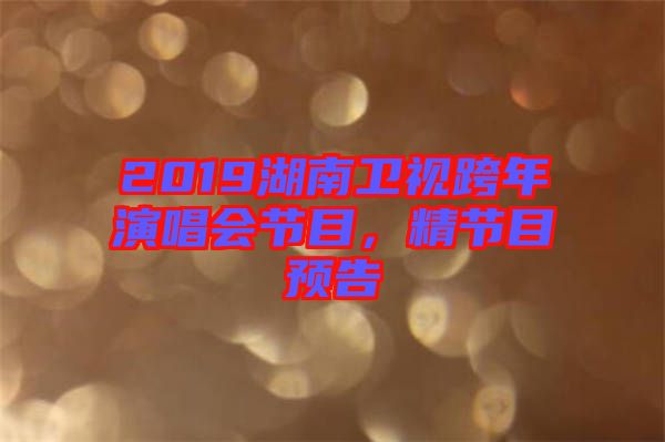 2019湖南衛(wèi)視跨年演唱會節(jié)目，精節(jié)目預告