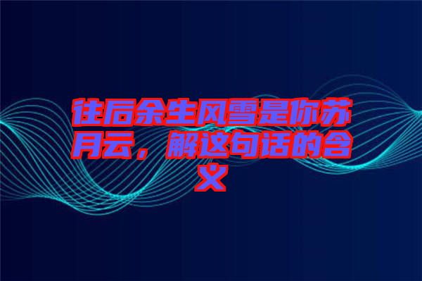 往后余生風(fēng)雪是你蘇月云，解這句話的含義