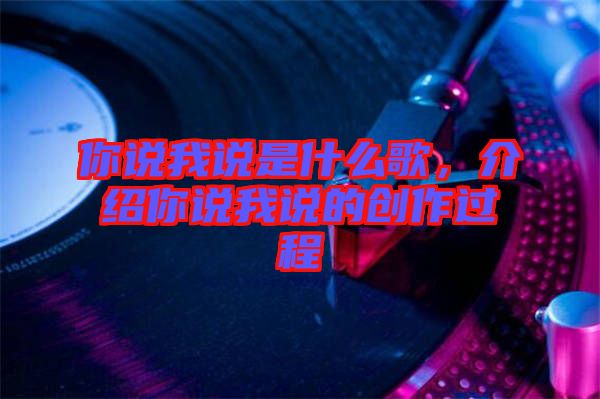 你說我說是什么歌，介紹你說我說的創(chuàng)作過程