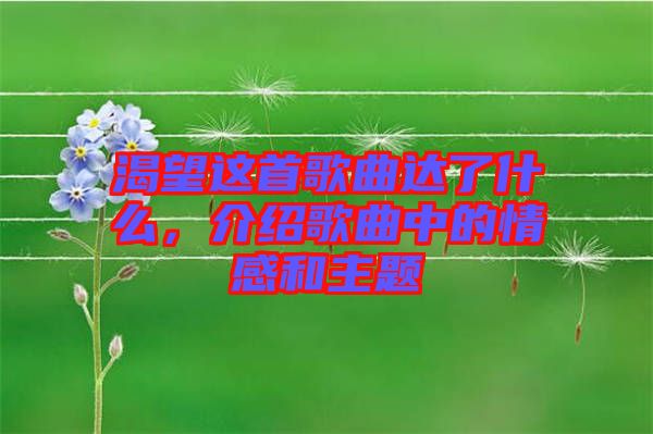 渴望這首歌曲達(dá)了什么，介紹歌曲中的情感和主題