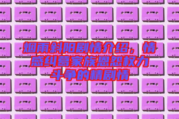 煙雨斜陽劇情介紹，情感糾葛家族恩怨權(quán)力斗爭的精劇情