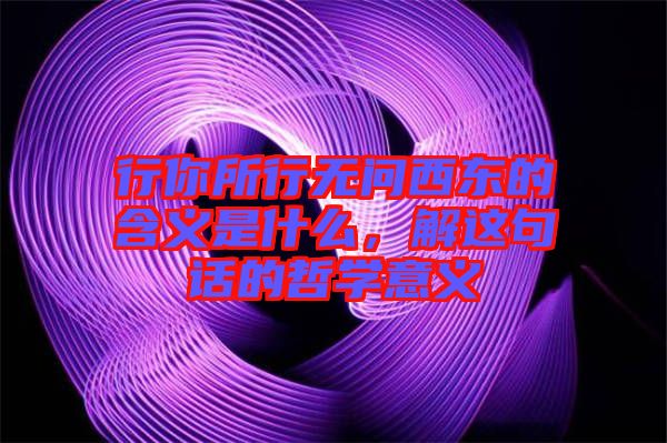 行你所行無問西東的含義是什么，解這句話的哲學意義