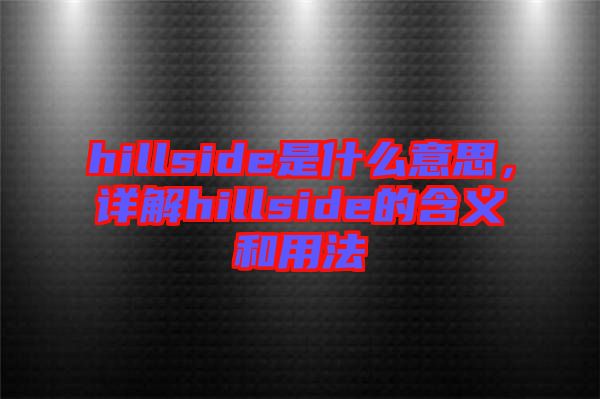 hillside是什么意思，詳解hillside的含義和用法