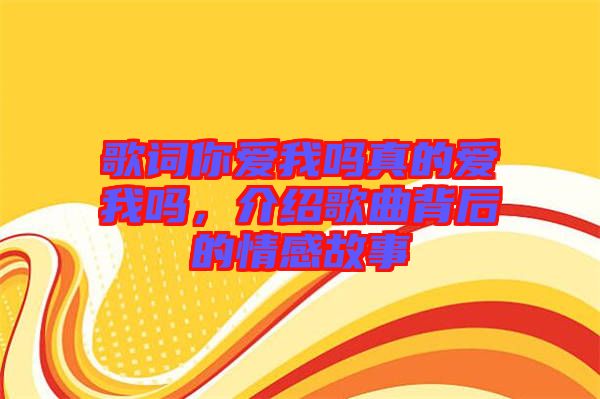 歌詞你愛我嗎真的愛我嗎，介紹歌曲背后的情感故事