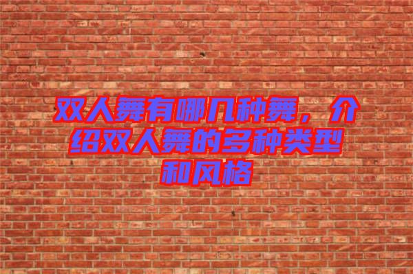 雙人舞有哪幾種舞，介紹雙人舞的多種類型和風(fēng)格