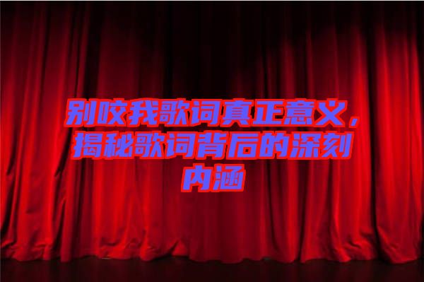 別咬我歌詞真正意義，揭秘歌詞背后的深刻內(nèi)涵
