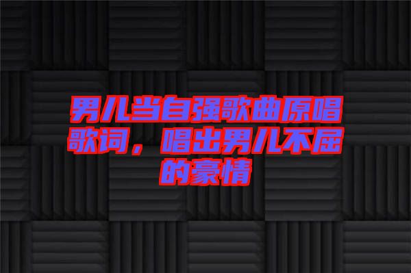 男兒當(dāng)自強歌曲原唱歌詞，唱出男兒不屈的豪情