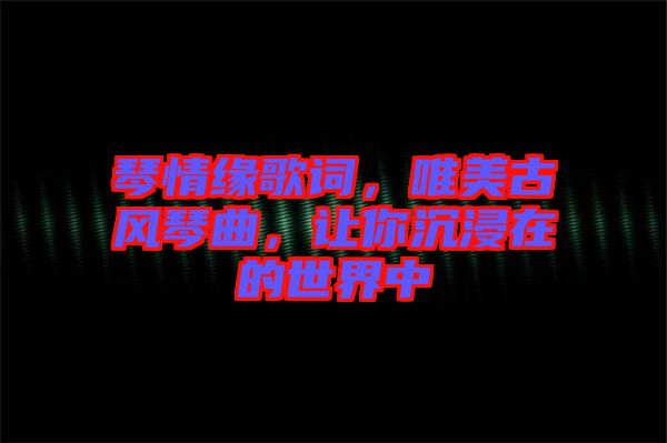 琴情緣歌詞，唯美古風(fēng)琴曲，讓你沉浸在的世界中