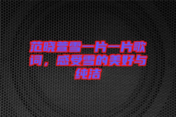 范曉萱雪一片一片歌詞，感受雪的美好與純潔
