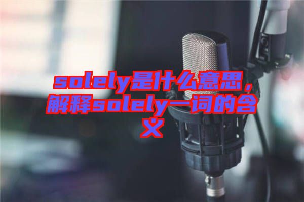 solely是什么意思，解釋solely一詞的含義