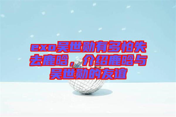 exo吳世勛有多怕失去鹿晗，介紹鹿晗與吳世勛的友誼