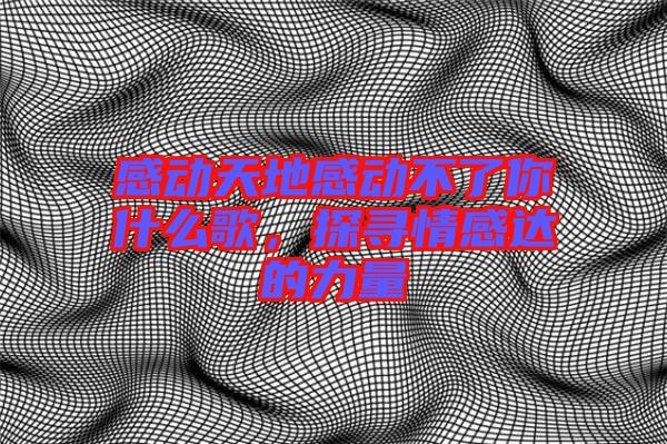 感動天地感動不了你什么歌，探尋情感達的力量