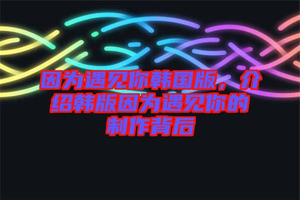 因?yàn)橛鲆?jiàn)你韓國(guó)版，介紹韓版因?yàn)橛鲆?jiàn)你的制作背后