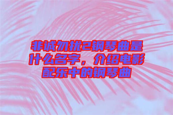 非誠勿擾2鋼琴曲是什么名字，介紹電影配樂中的鋼琴曲