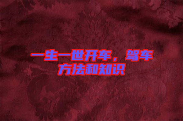一生一世開(kāi)車(chē)，駕車(chē)方法和知識(shí)
