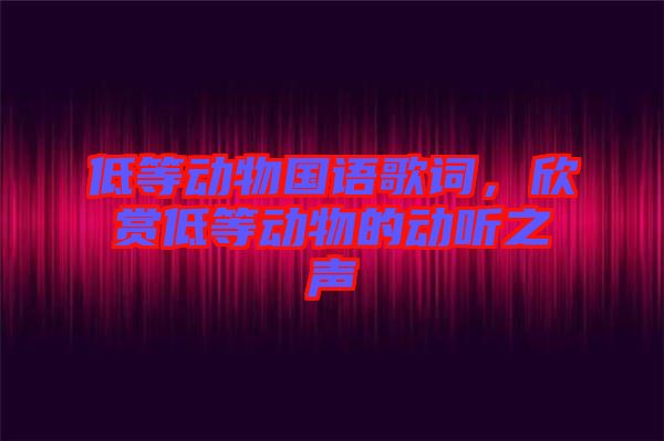 低等動物國語歌詞，欣賞低等動物的動聽之聲