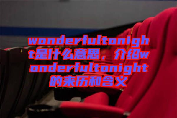 wonderfultonight是什么意思，介紹wonderfultonight的來歷和含義