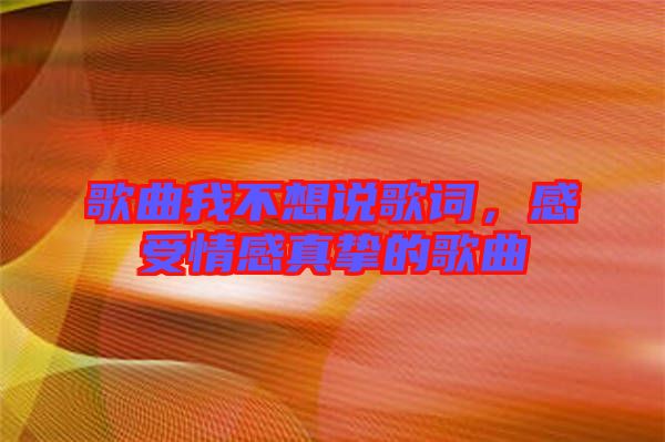 歌曲我不想說(shuō)歌詞，感受情感真摯的歌曲