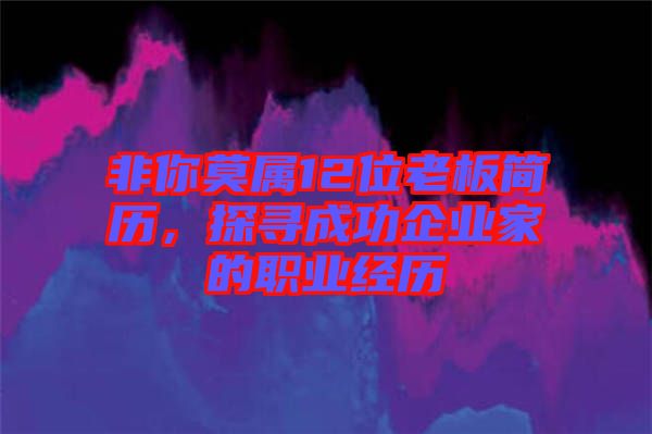 非你莫屬12位老板簡(jiǎn)歷，探尋成功企業(yè)家的職業(yè)經(jīng)歷