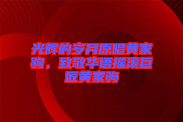 光輝的歲月原唱黃家駒，致敬華語搖滾巨匠黃家駒