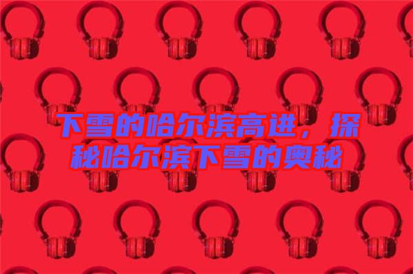下雪的哈爾濱高進(jìn)，探秘哈爾濱下雪的奧秘