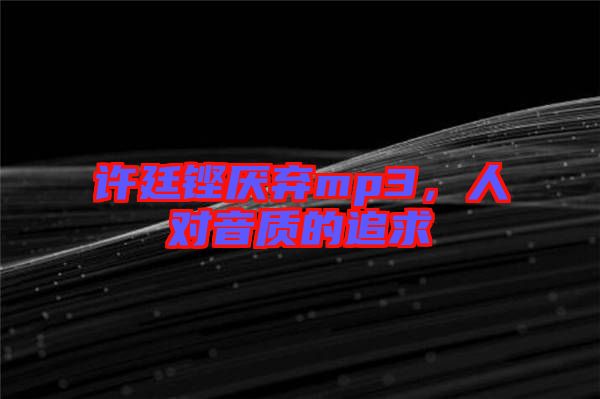 許廷鏗厭棄mp3，人對音質(zhì)的追求