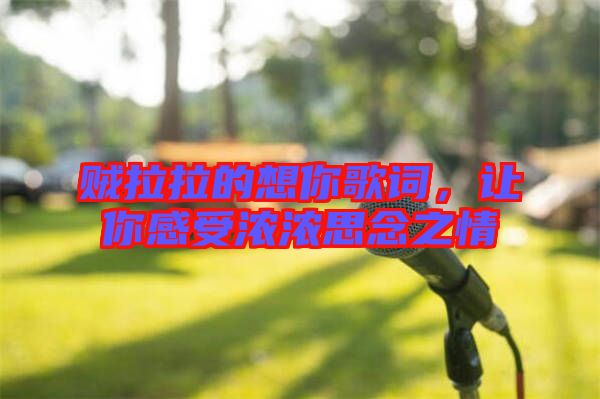 賊拉拉的想你歌詞，讓你感受濃濃思念之情