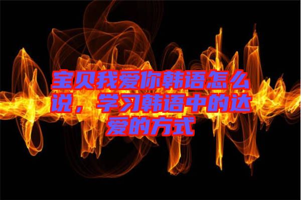寶貝我愛你韓語(yǔ)怎么說，學(xué)習(xí)韓語(yǔ)中的達(dá)愛的方式