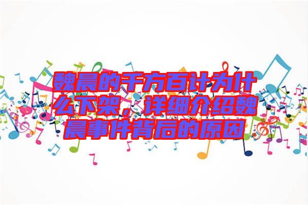 魏晨的千方百計(jì)為什么下架，詳細(xì)介紹魏晨事件背后的原因
