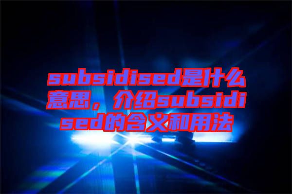 subsidised是什么意思，介紹subsidised的含義和用法