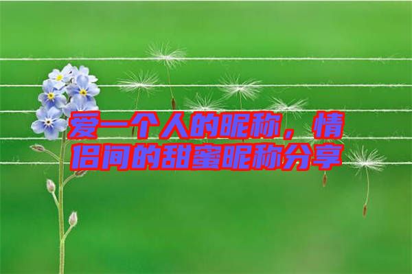 愛一個(gè)人的昵稱，情侶間的甜蜜昵稱分享